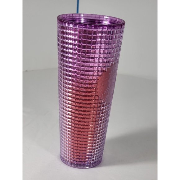 Starbucks Pink Purple Iridescent Grid Venti 24 oz. Cold Tumbler No straw/lid NWT - Picture 9 of 9